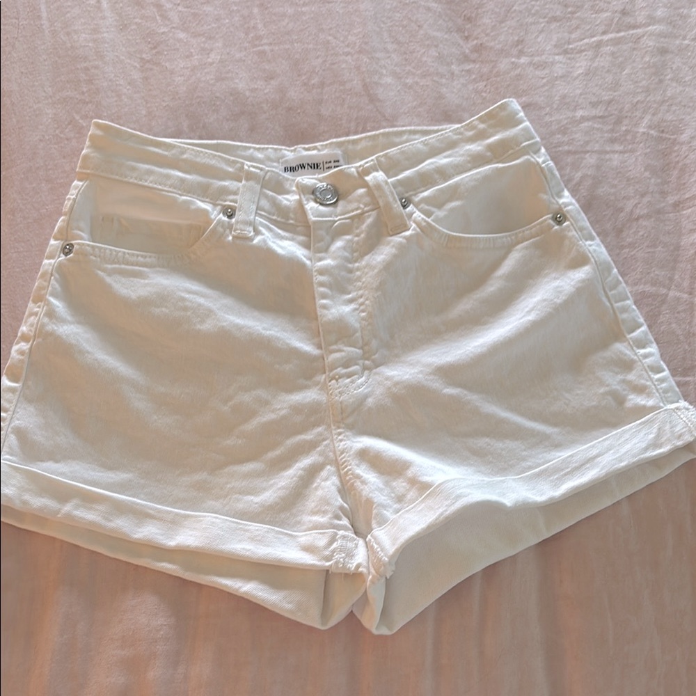 Brownie White Denim Women Shorts